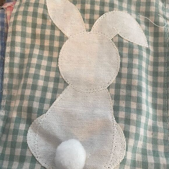 Easter Bunny Tail garland gingham check 6' long penant strand hanging decoration - Picture 3 of 5